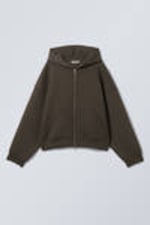 Dunkelbraun - Oversized Scuba-Zip-Hoodie - 4