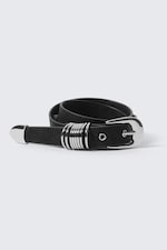 Black - Multi D-Ring Faux Leather Belt - 1