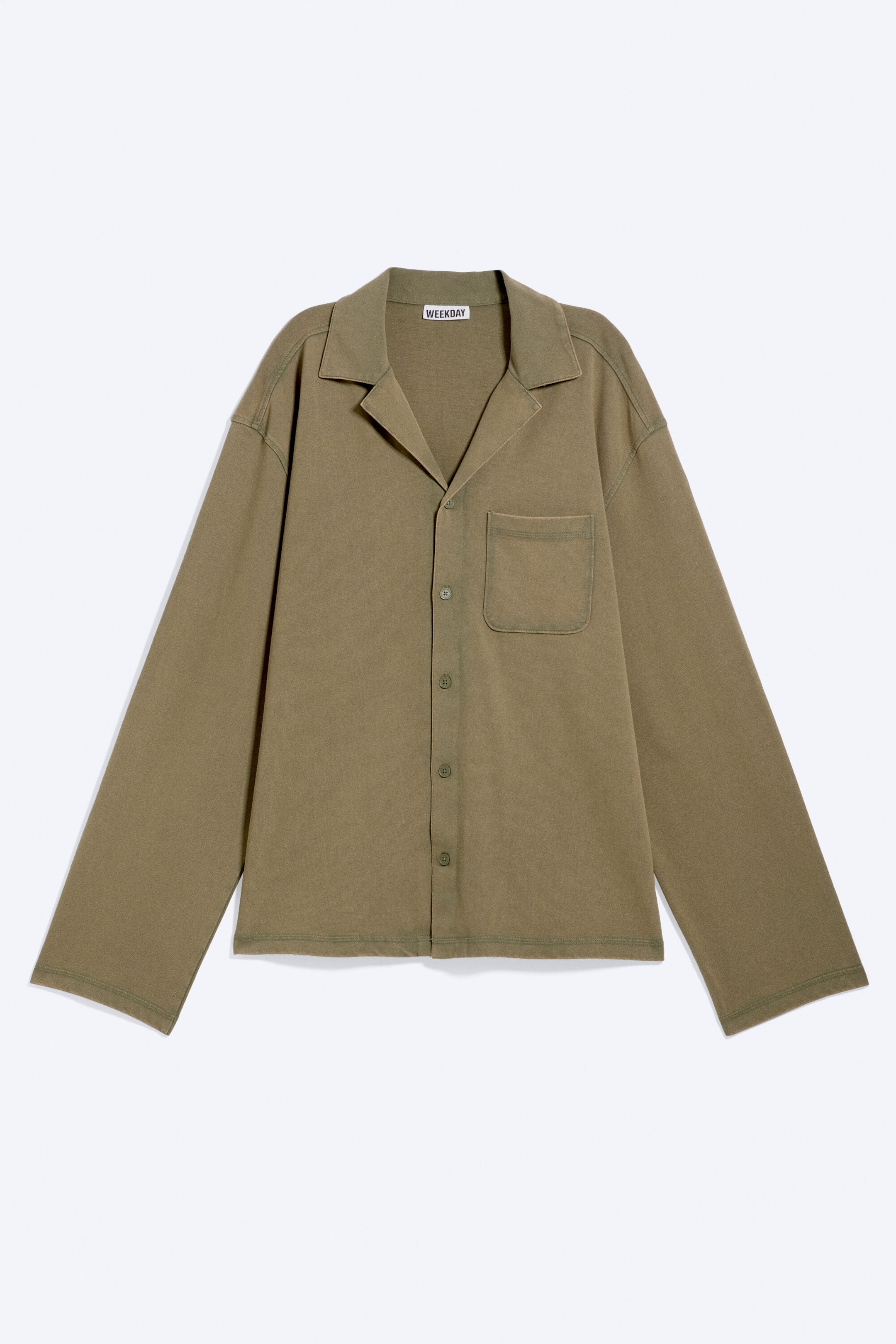 Staubiges Khakigrün - Baumwoll-Pyjamahemd - 4