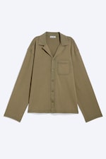 Staubiges Khakigrün - Baumwoll-Pyjamahemd - 4