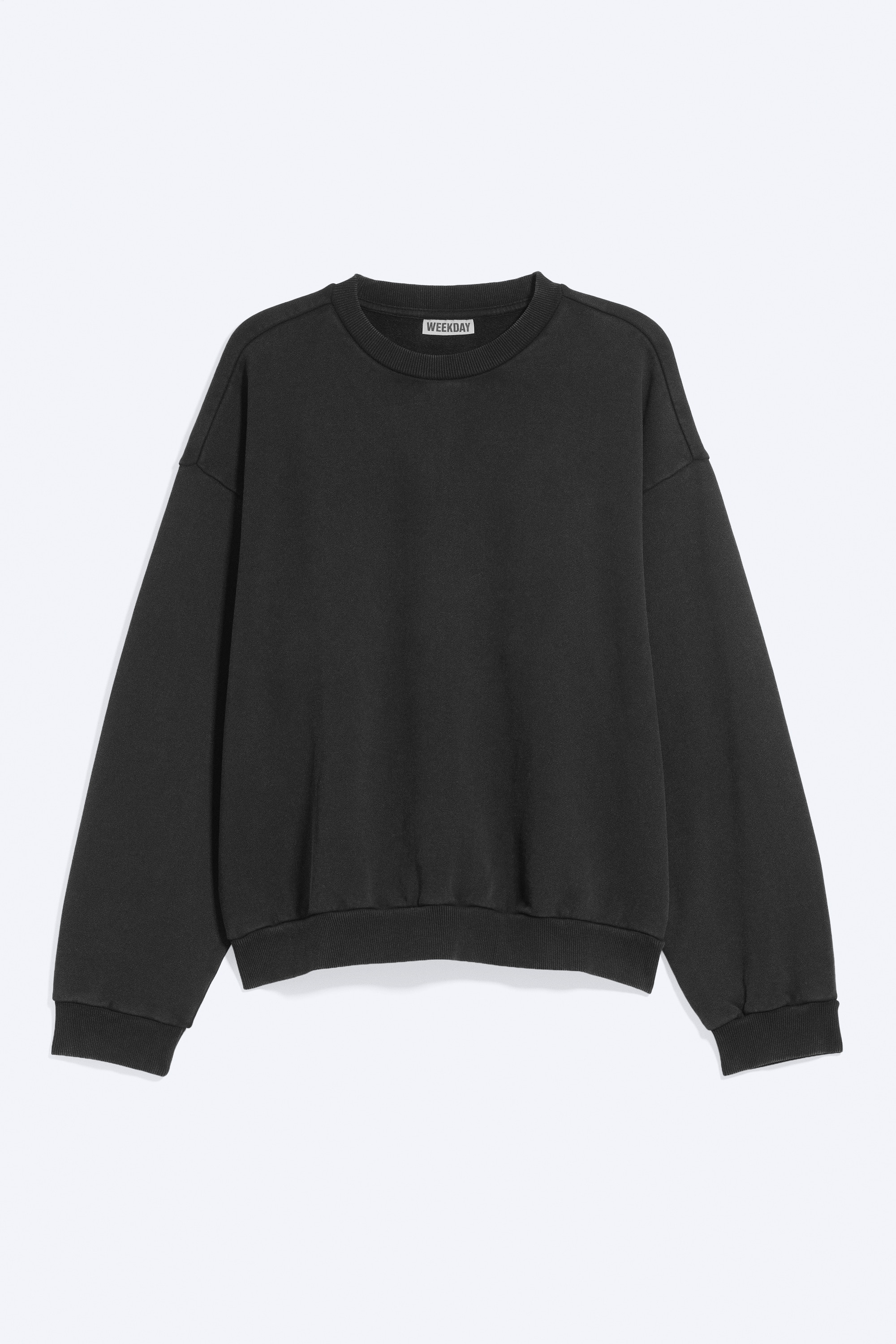 Ledig sweatshirt i kraftig bomull - Sliten Svart