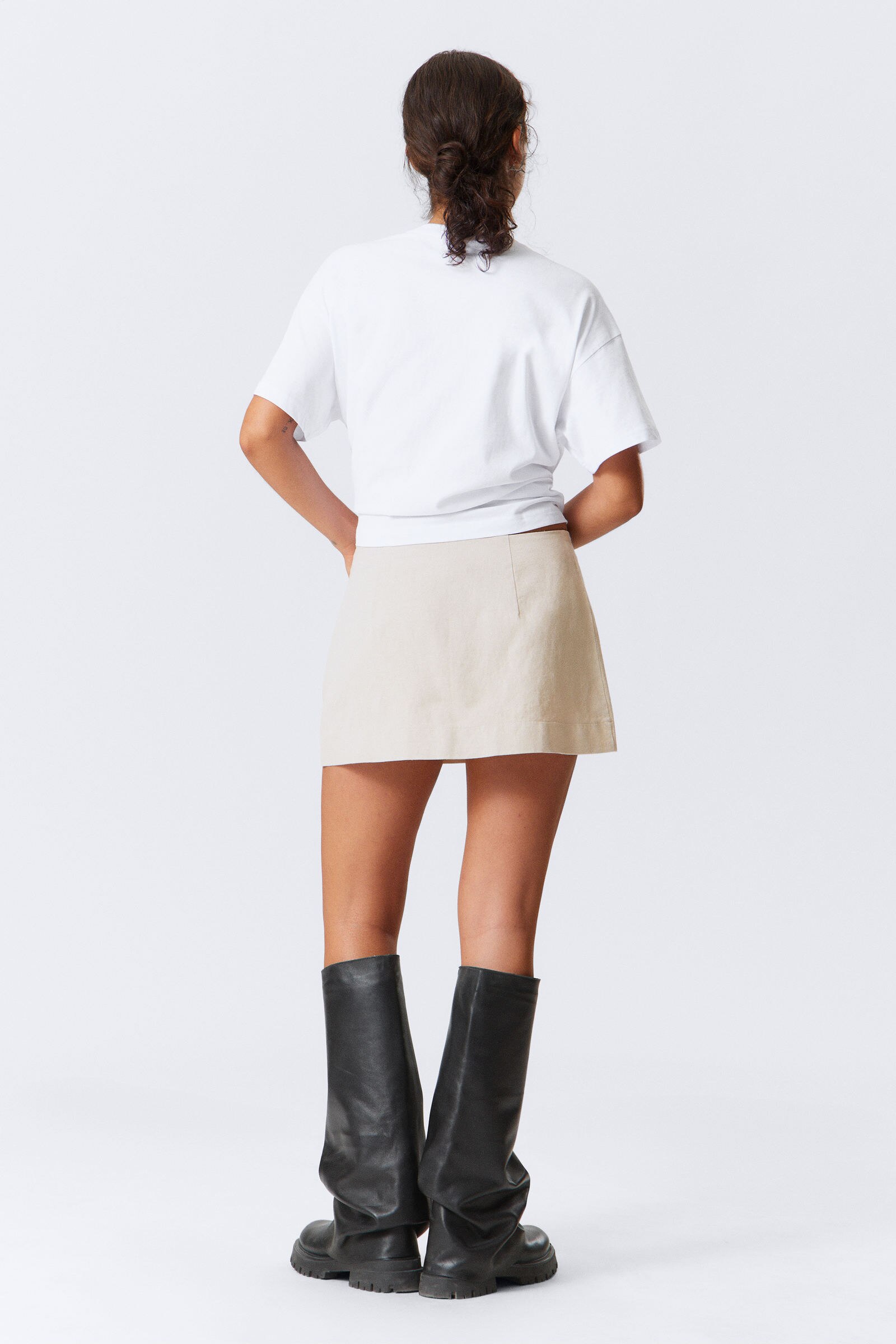 mini linen blend skirt - Ecru | Weekday WW