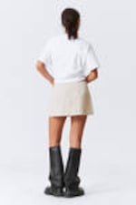 Ecru - Mini Linen Blend Skirt - 3