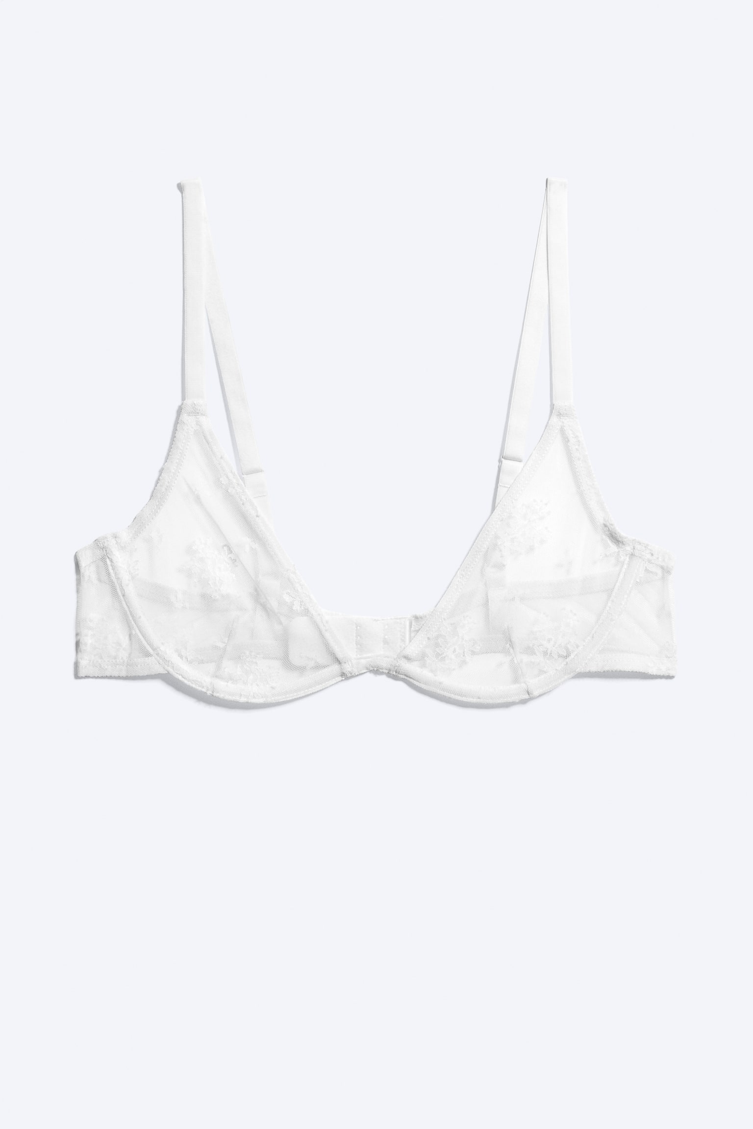 Lace Plunge Wire Bra - White - 2