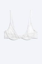 White - Lace Plunge Wire Bra - 3