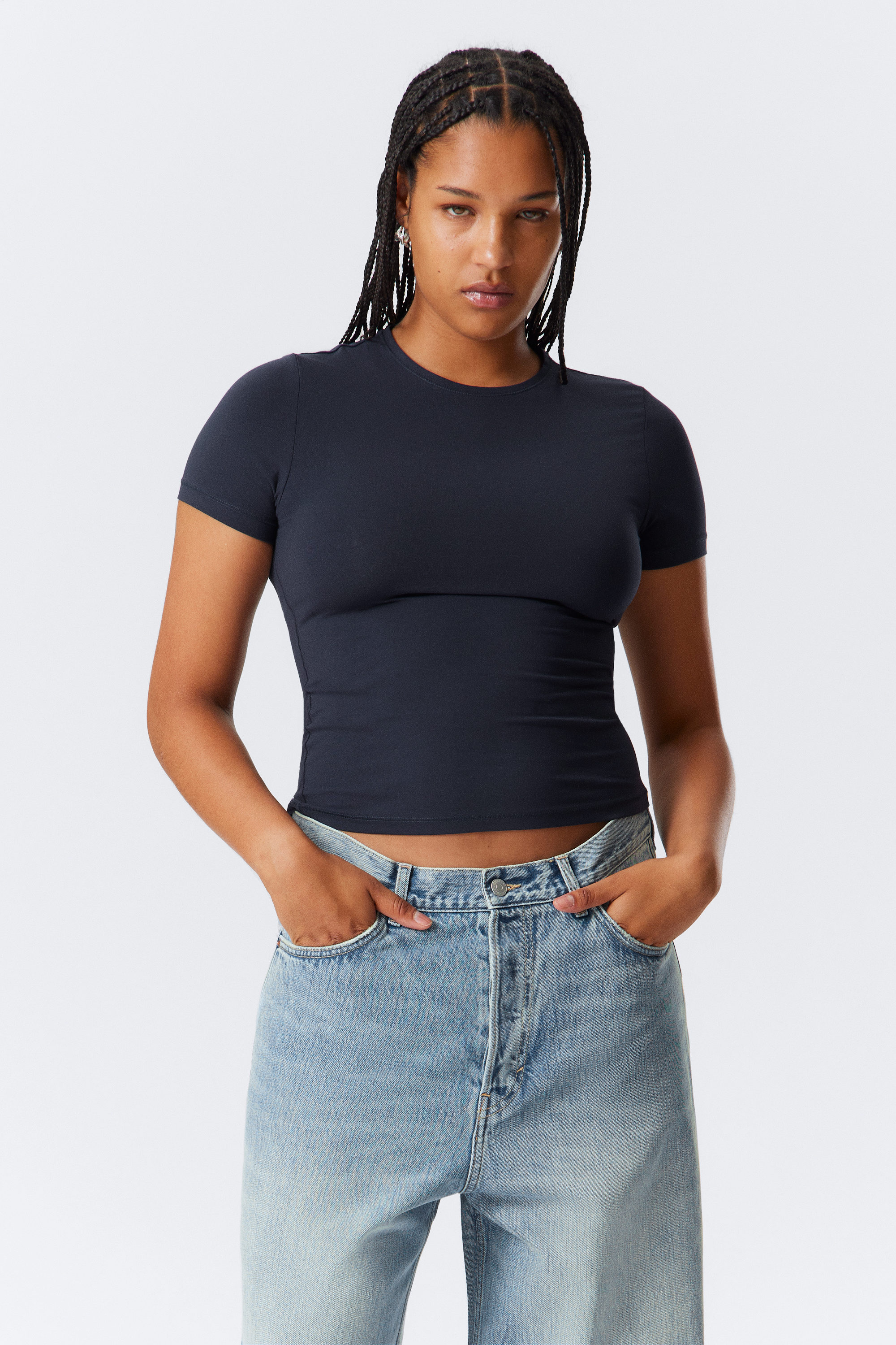 Dark Blue - Slim Fitted T-shirt - 1