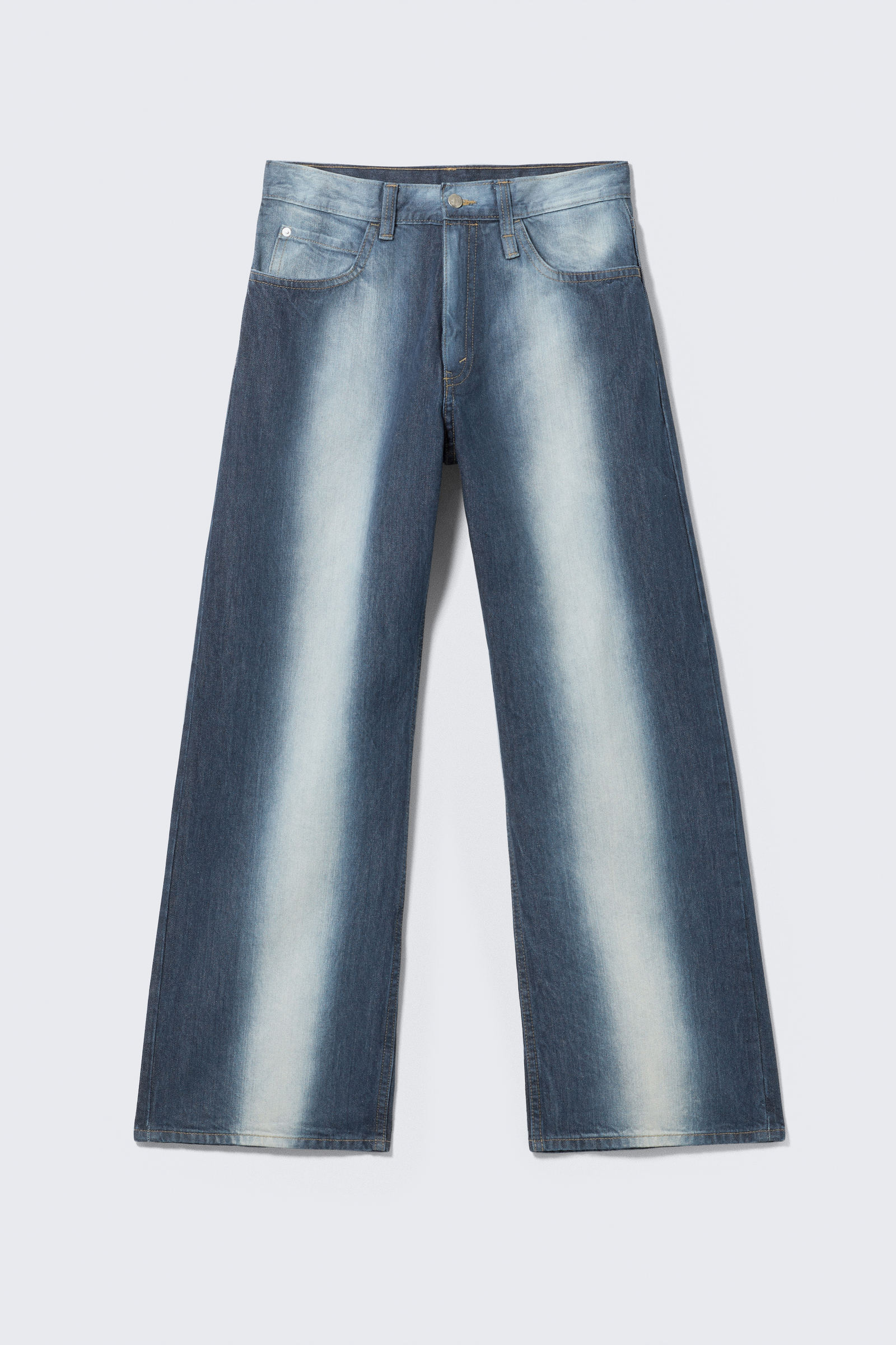 さらに100円引き◆MARITHE◆W LOW RISE STRAIGHT DENIM PANTS looser regular waist loose straight jeans - Blue Spray