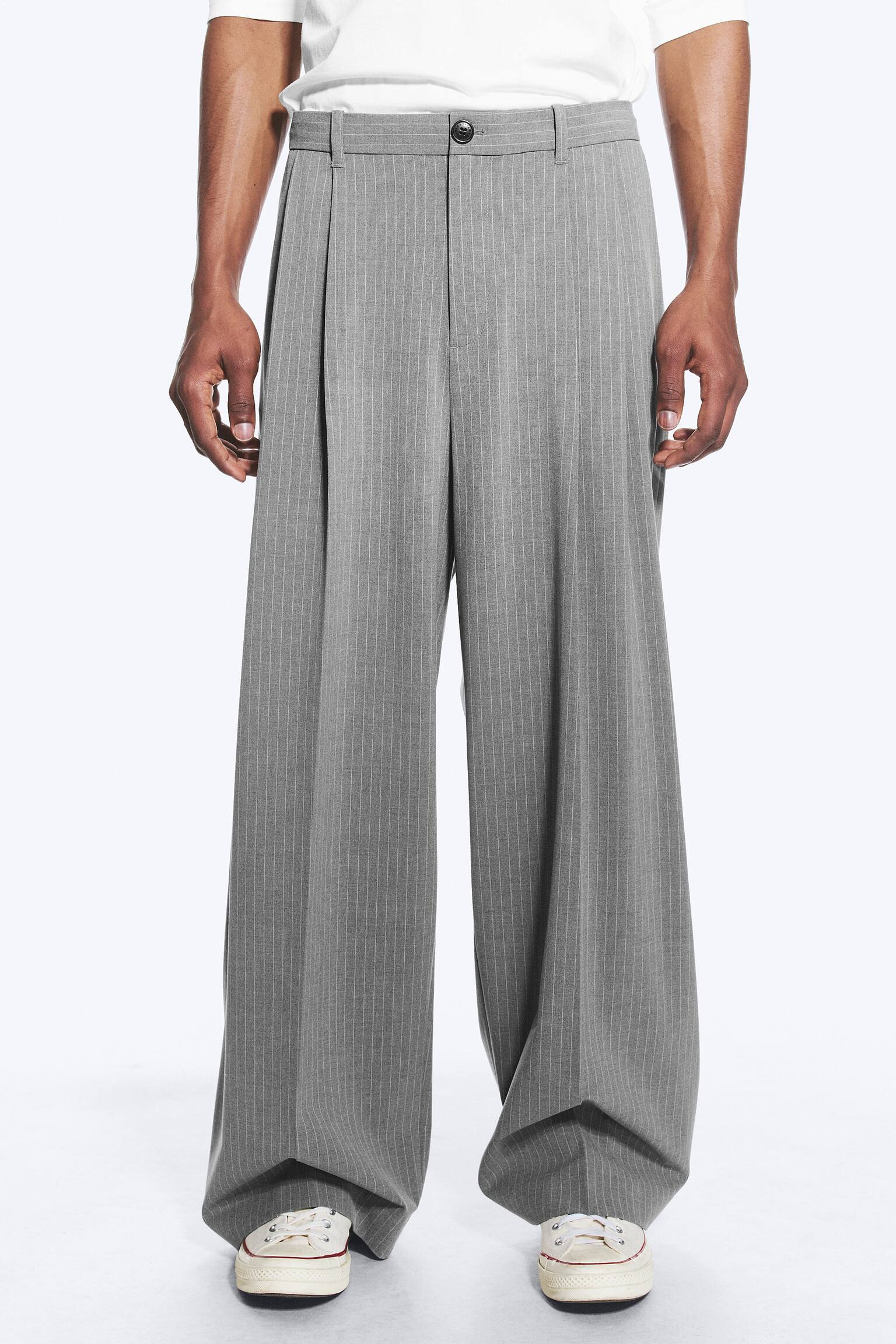 Nate Baggy Fit Pleated Suit Trousers - Light Dusty Grey/Brown Pinstripe/Black/Pinstriped Beige Melange/Dark Brown - 3