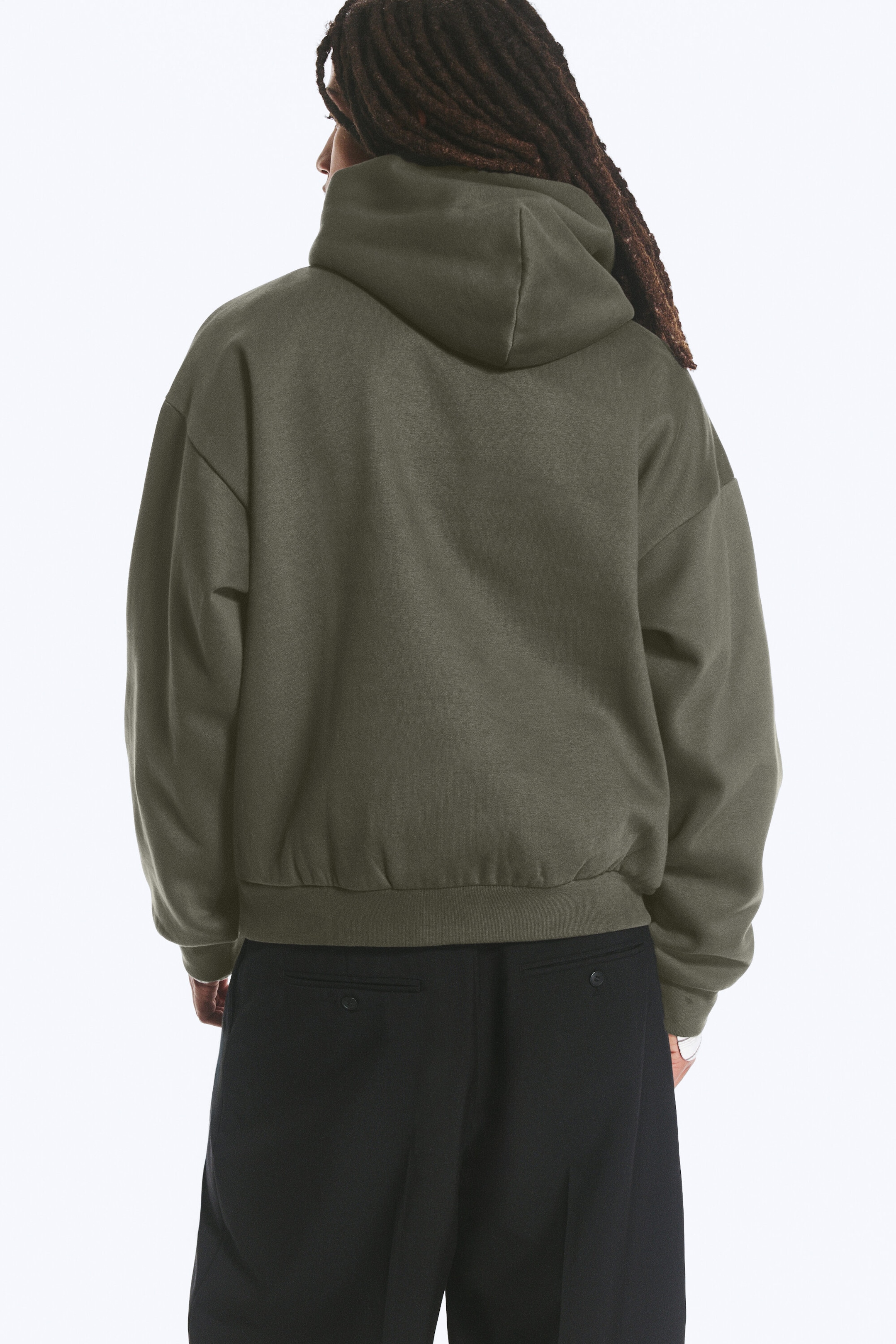 Dark Khaki Green - Loose Fit Hoodie - 2