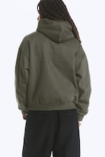 Dark Khaki Green - Loose Fit Hoodie - 2