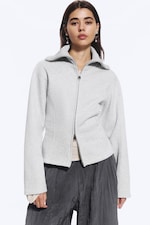Grey Melange - Fitted Zip Sweatshirt - 1