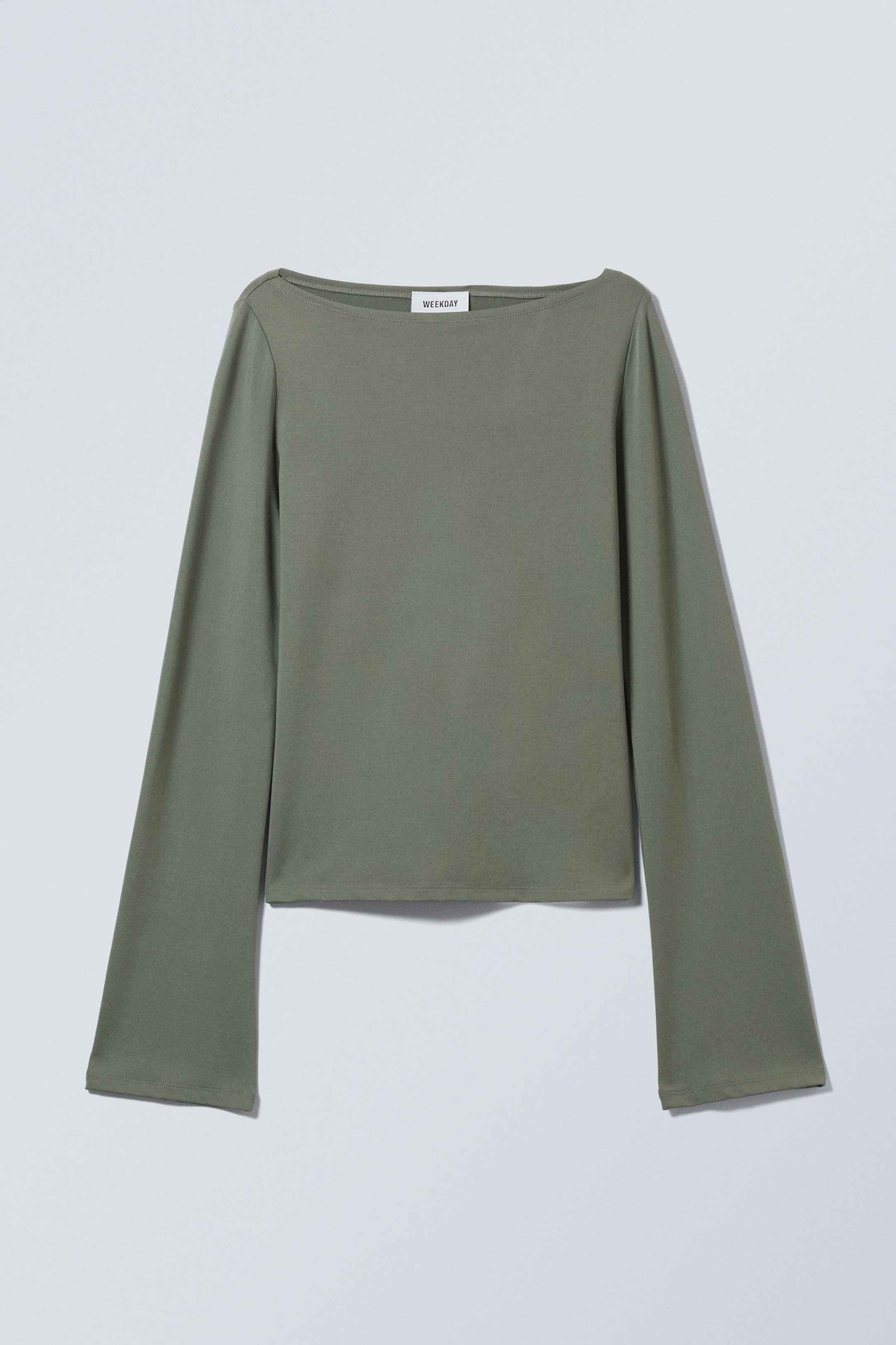 Staubiges Khakigrün - Langarmshirt mit U-Boot-Ausschnitt Annie - 0