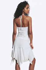 Grey Melange - Ruched Halter Jersey Top - 3