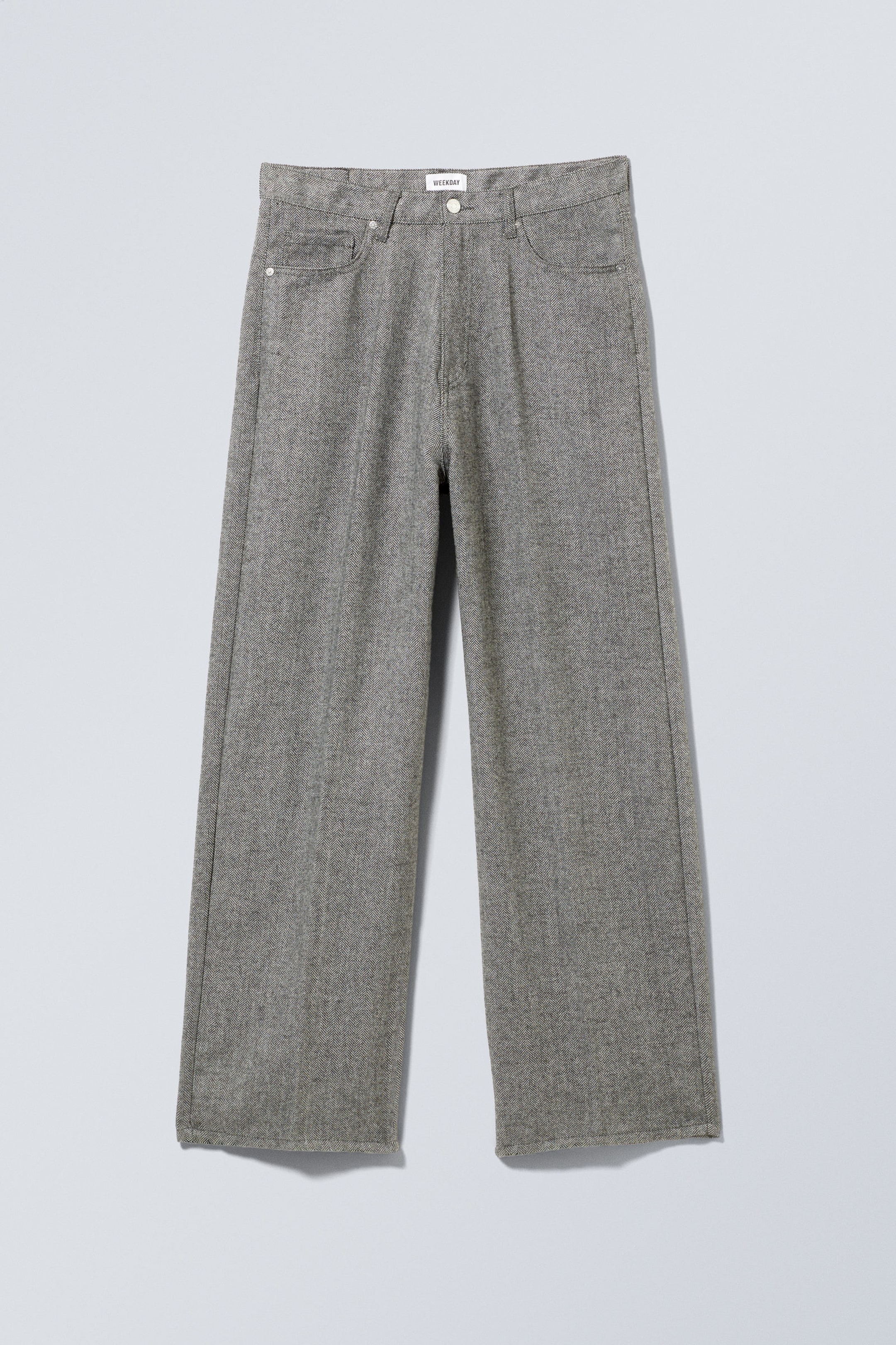 Dark Grey - Astro Loose Baggy Herringbone Trousers - 1