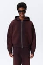 Verwaschenes Dunkelpflaume - Simon – Verwaschener Scuba-Zip-Hoodie. - 0