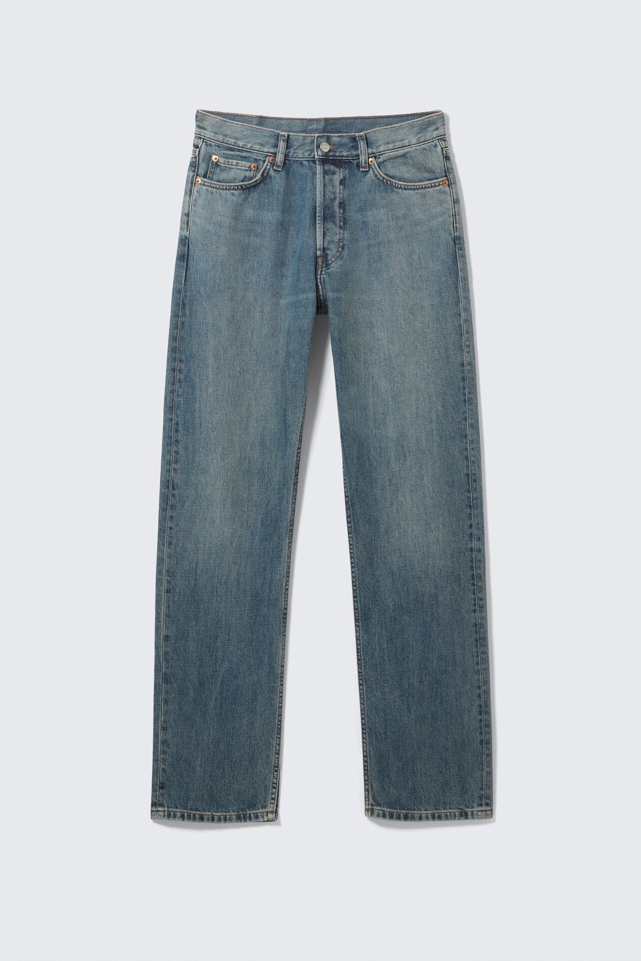 Second Blue - Medium Blue - Space Mid Rise Relaxed Straight Leg Jeans - 5