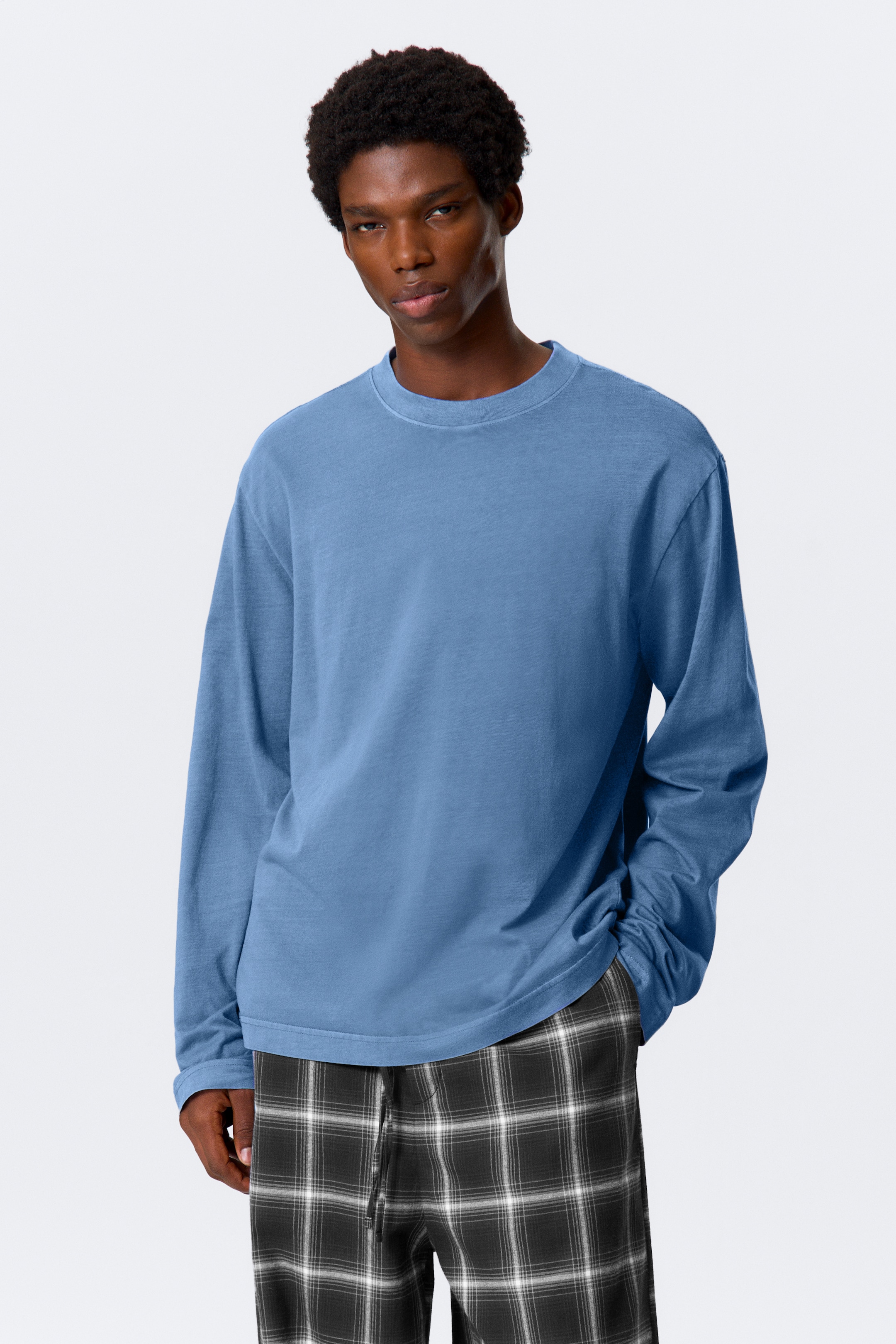 Agrandir l'image: Relaxed Long-Sleeved Pyjama T-shirt - Bleu - HOMME | H&M FR 1
