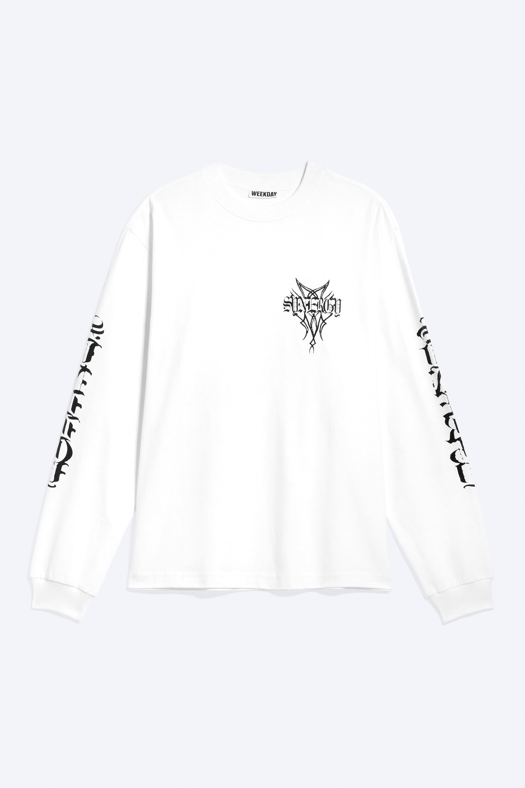 Vit - Synergy - Relaxed grafisk långärmad T-shirt - 1