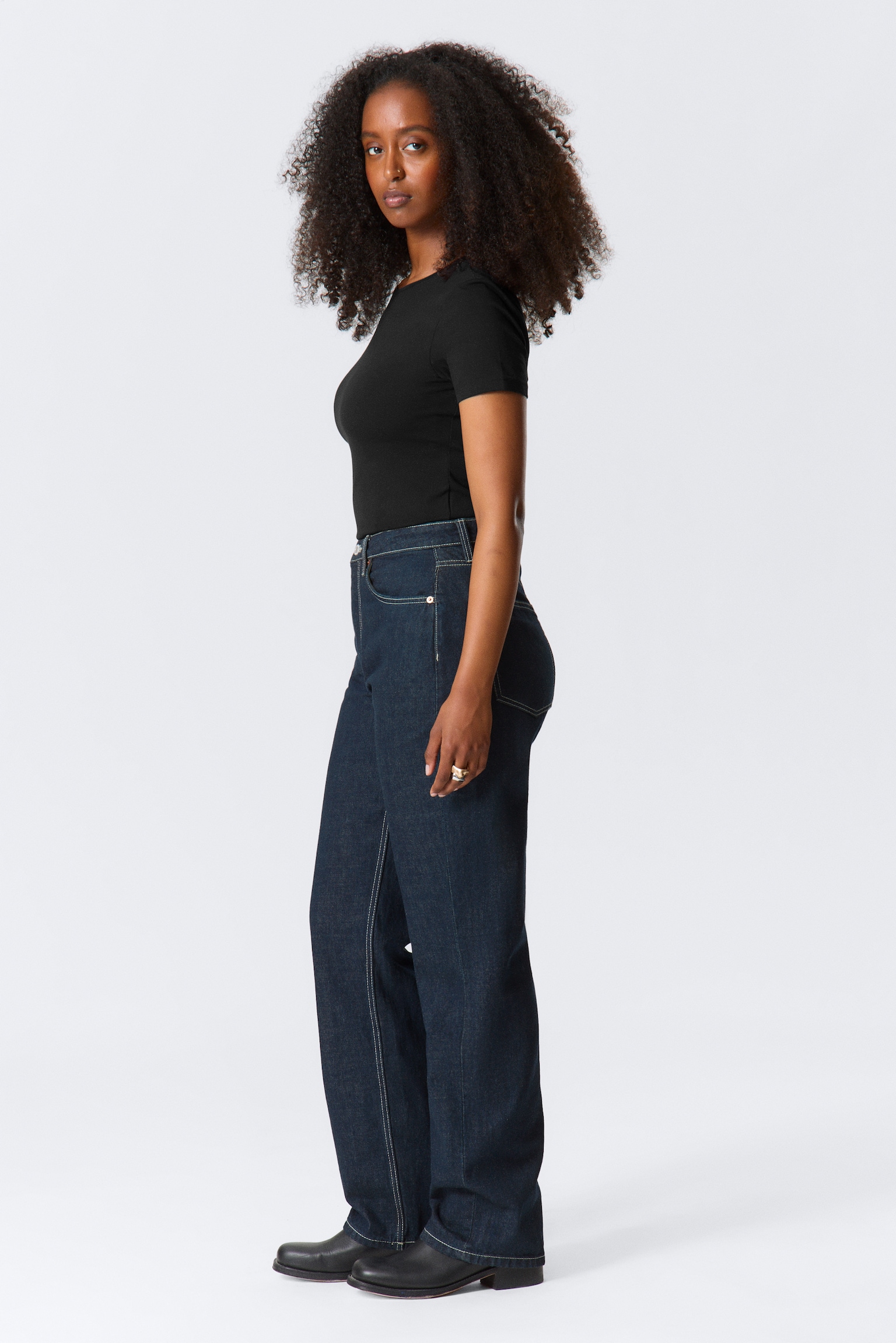 Resolute Curve High Waisted Regular Straight Jeans - Blue Rinse - Dark Blue/Second Blue - stredne modrá/Tuned Black - Black/90s Blue - Medium Blue - 5