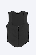Black - Fitted Zip Corset - 4
