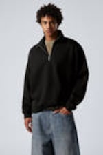 Black - Relaxed Heavy Half Zip Sweater - 0