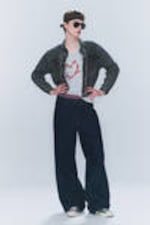 Blå - Looser Regular Waist Loose Straight Jeans - 0