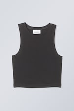 Black - Easy Cropped Tank Top - 0