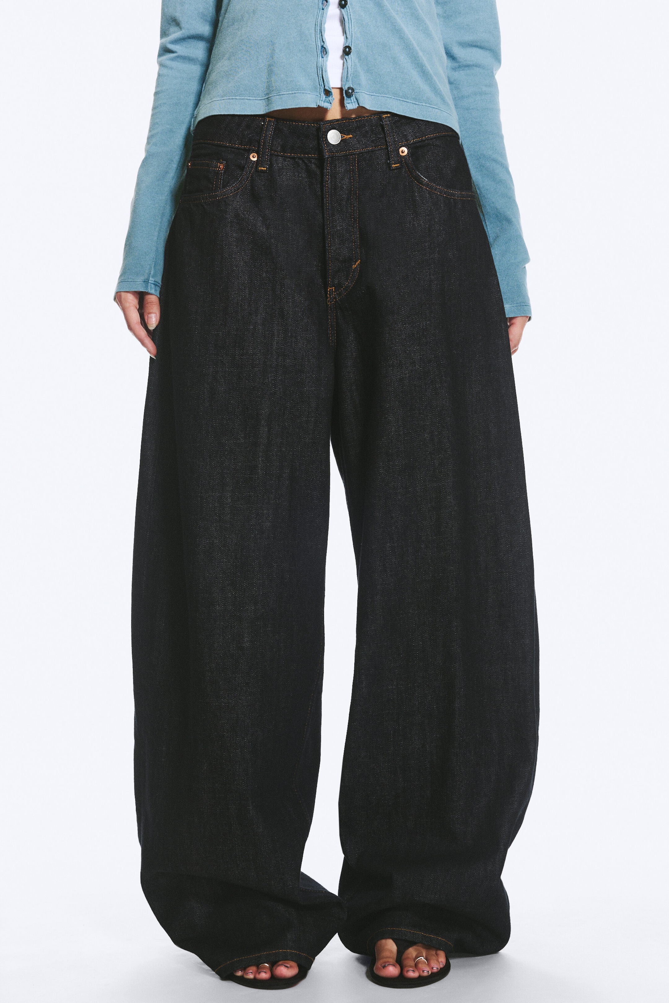 Blue Rinse - Dark Blue - Andromeda low rise loose baggy jeans - 1