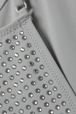 Grey - Rhinestones - Rhinestone Scoop-Neck Swimsuit - 2