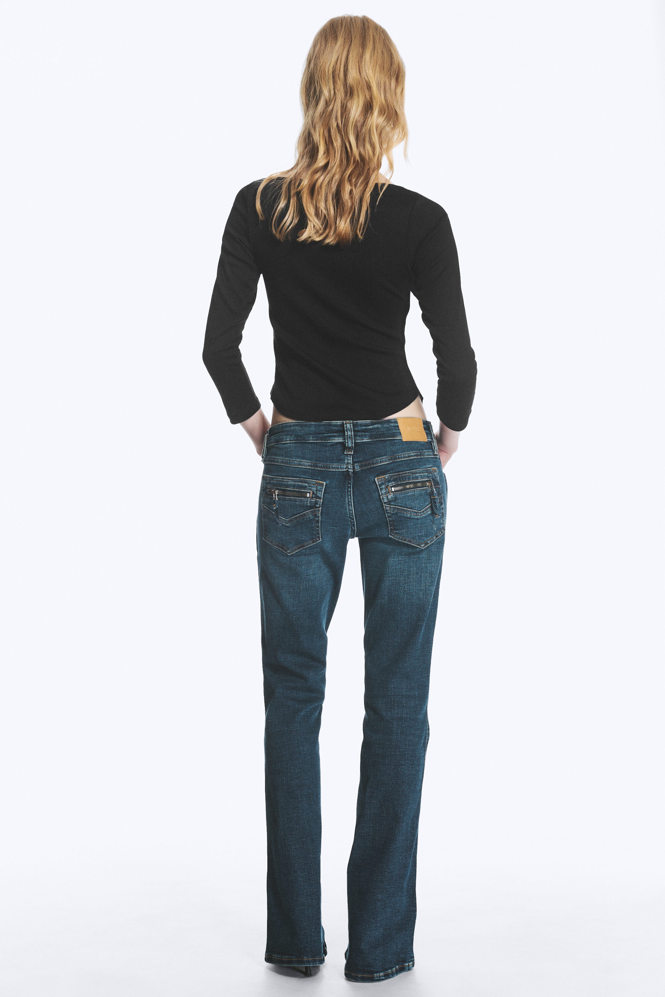 Strobe Blue - Dunkelblau - bambi y2k low waist flared slim zip pocket jeans - 5