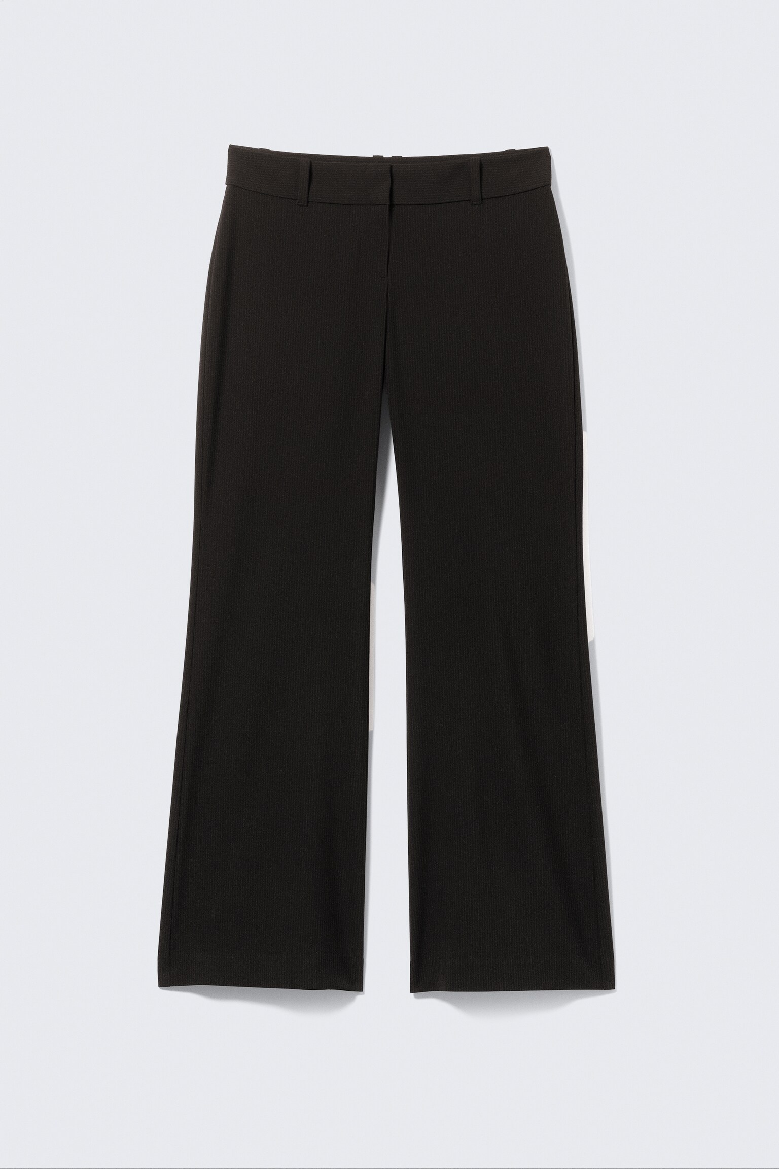 Low-Rise Flared Suiting Trousers - Pinstriped Black/Black/Dark Grey Melange - 2