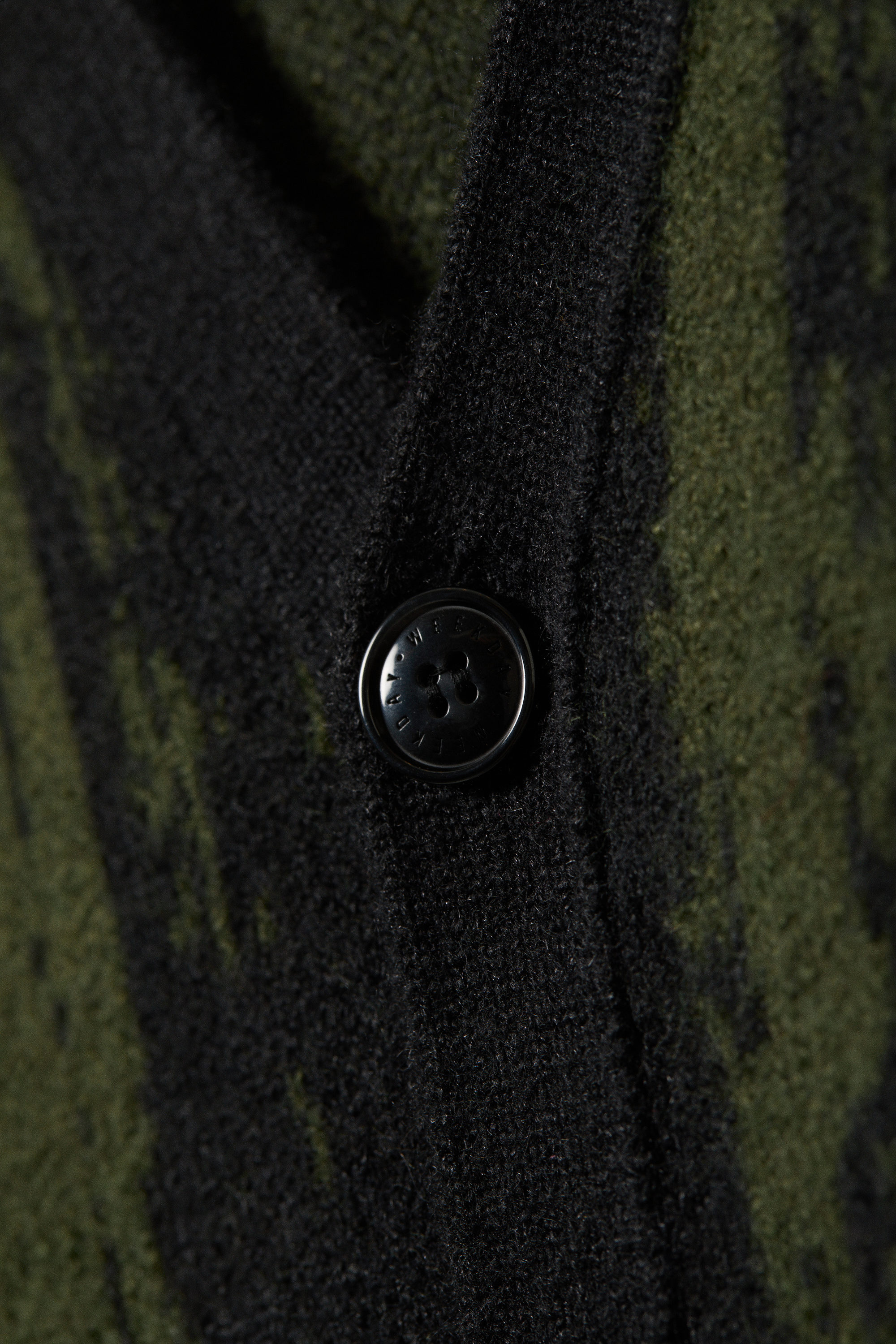 Svart/Mörk Khaki Grön - Avslappnad stickad grafisk cardigan - 3