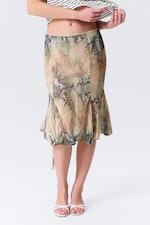 Beige - Snakeskin-patterned - Low Rise Mermaid Midi Skirt - 3