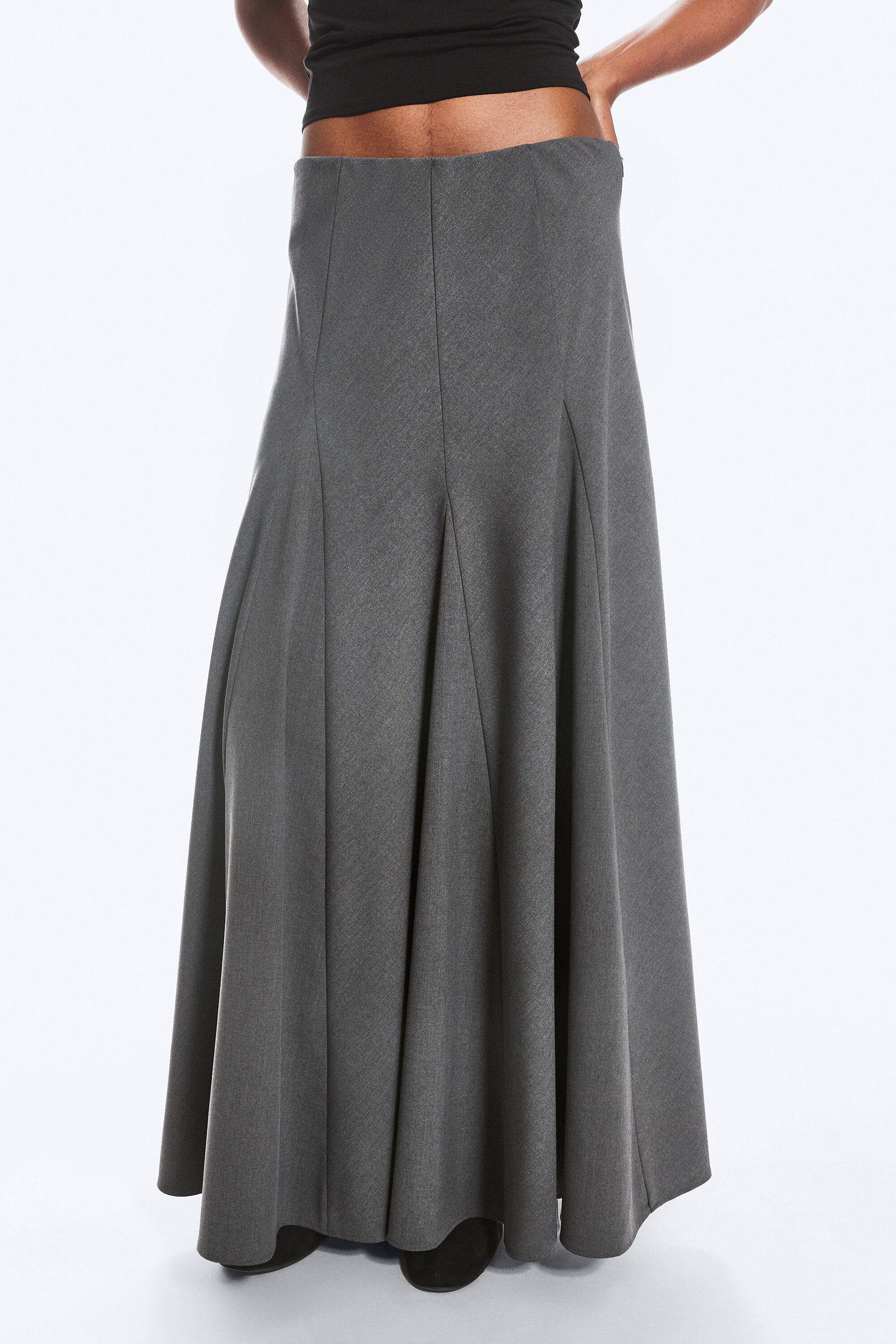 mid rise panelled maxi skirt - Dark Grey Melange | Weekday WW
