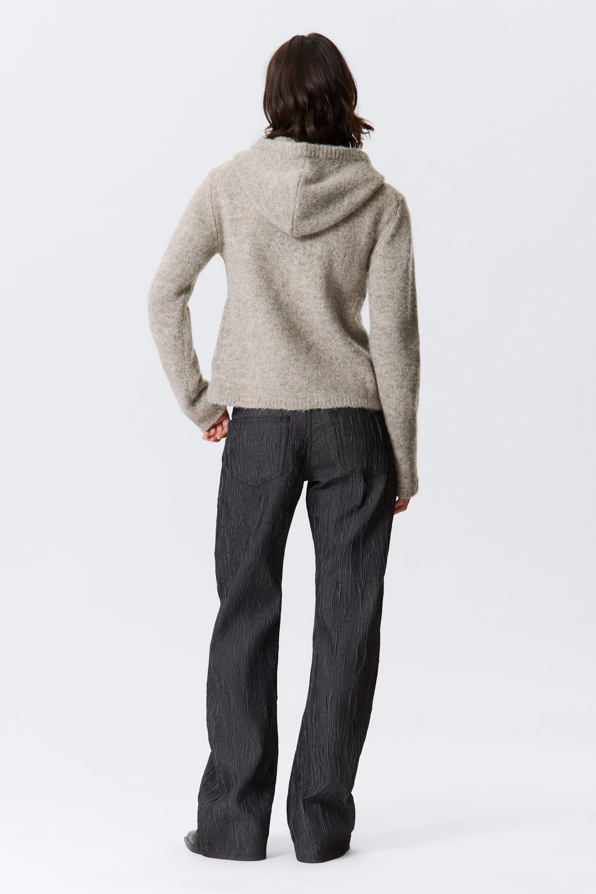 Dark Mole Melange - Knitted Wool-Blend Zip Hoodie - 6