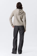 Dark Mole Melange - Knitted Wool-Blend Zip Hoodie - 5