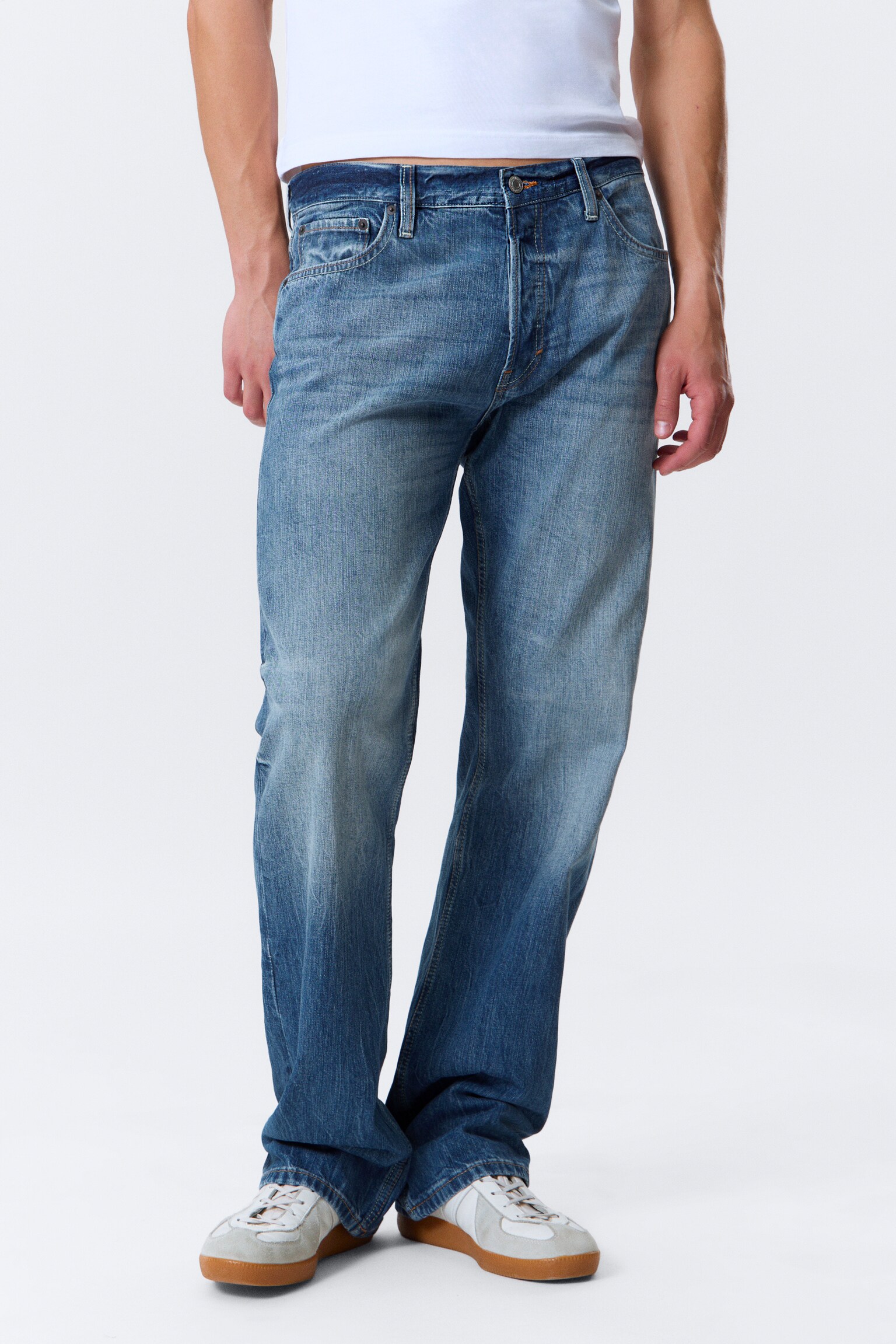 Meteor Low Waist Relaxed Straight Leg Jeans - Board Blue - Mellanblå - 5