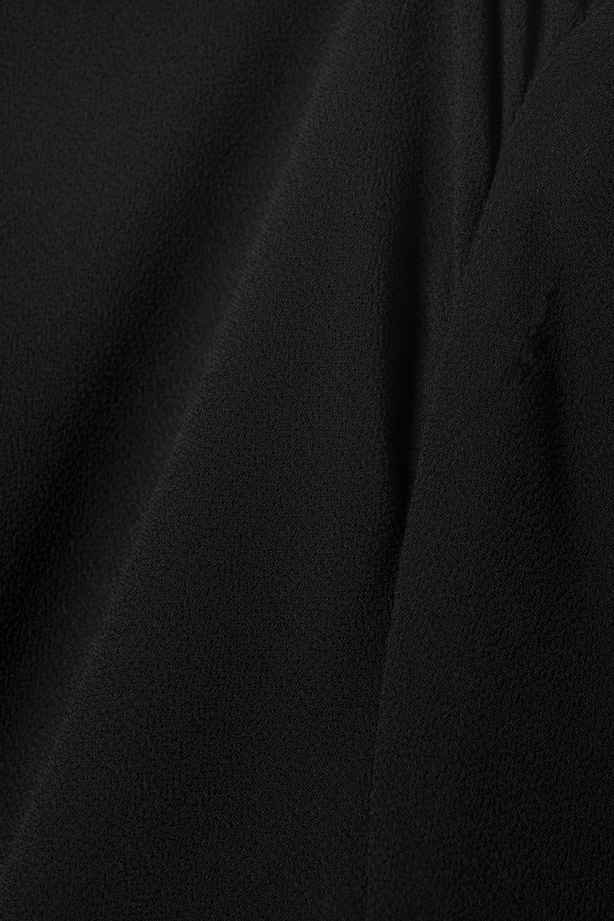 Black - Sheer Asymmetric Long-Sleeved Blouse - 5