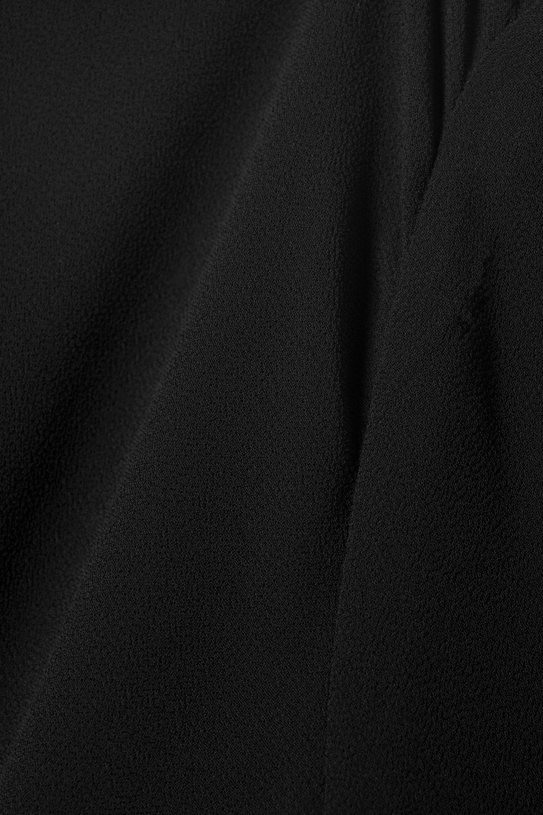 Black - Sheer Asymmetric Long-Sleeved Blouse - 2