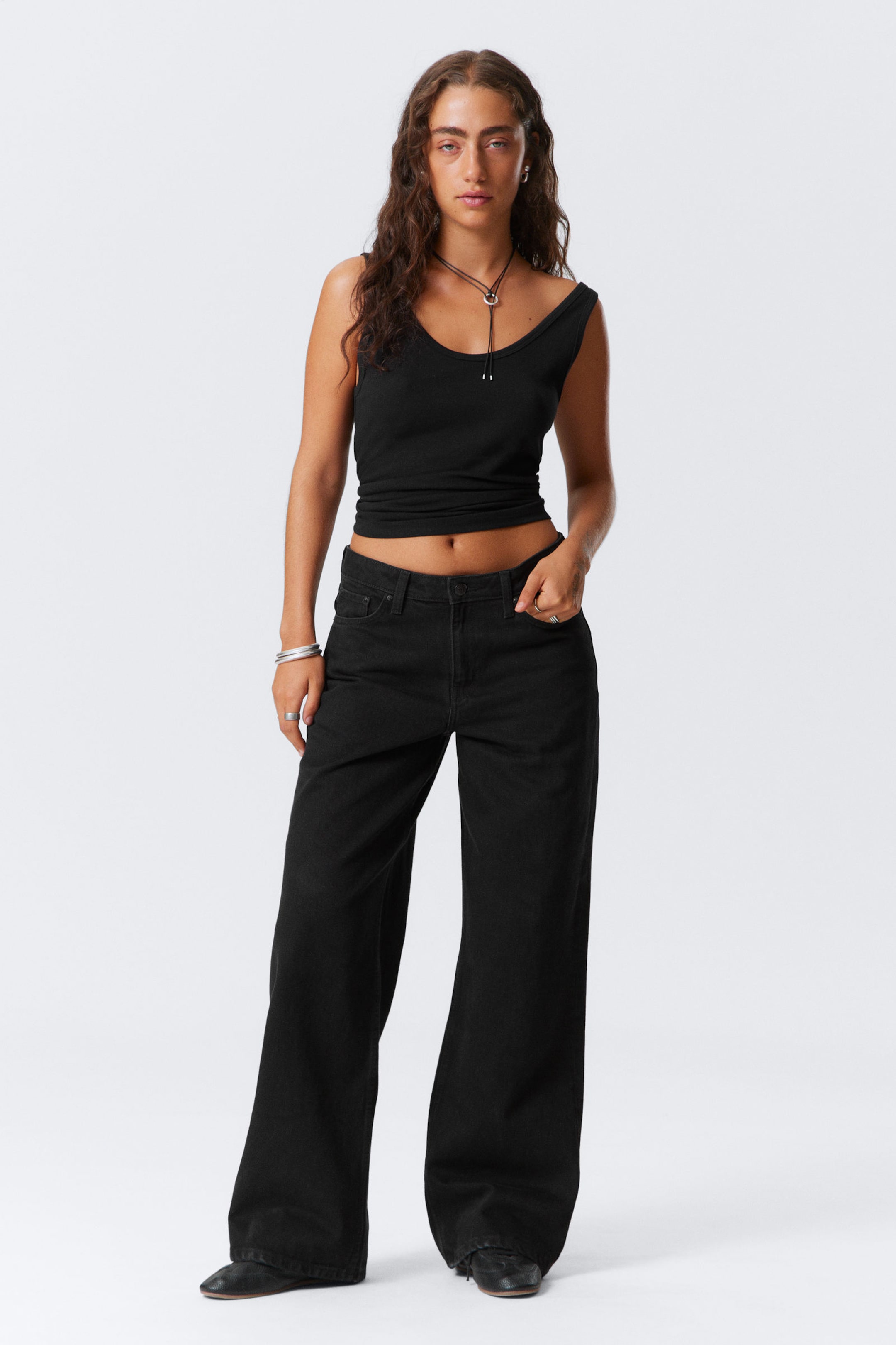 #272628 - Area Mid Rise Loose Wide Leg Jeans - 1
