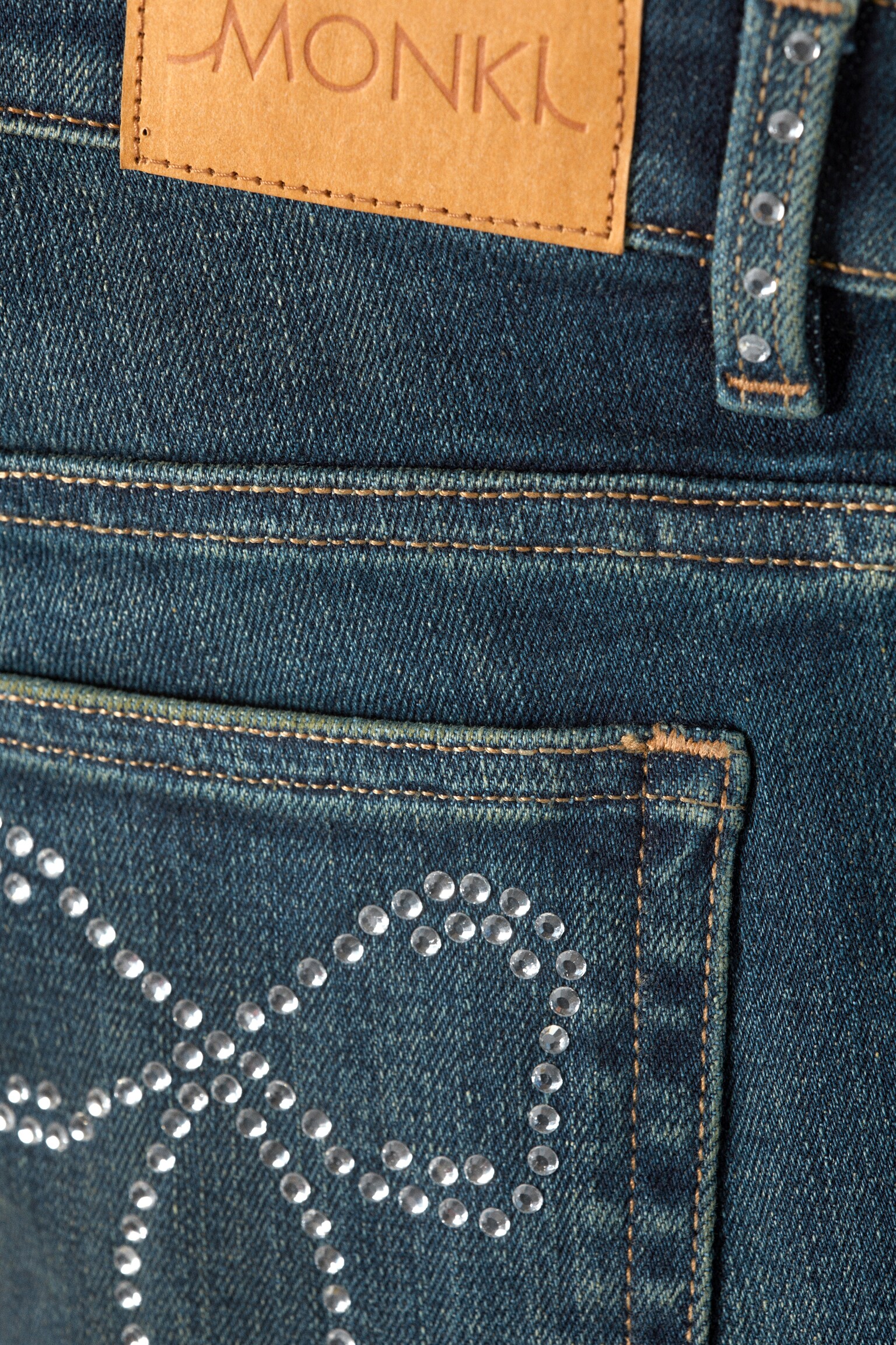Katsumi Embellished Low Rise Slim Flared Leg Jeans - Embellished Blue - Dark Blue - 5