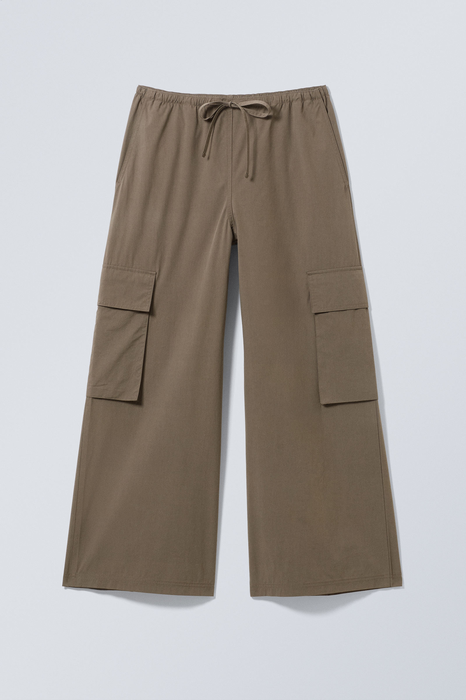 wide leg drawstring cargo trousers - Khaki Green | Weekday WW