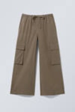 Khaki - Cargohose mit weitem Bein und Kordelzug - 3