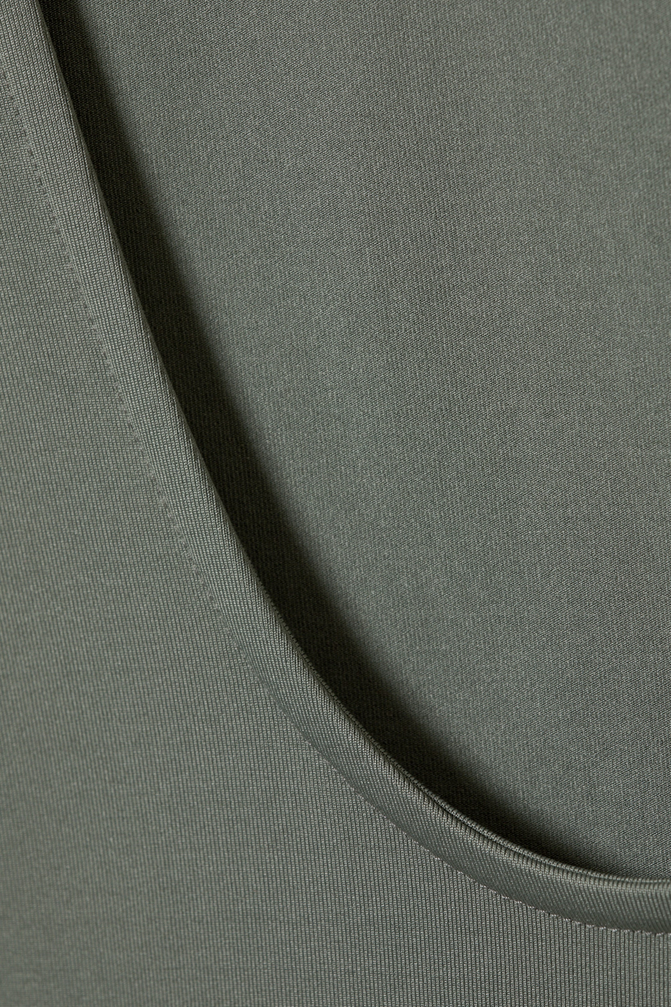 Khaki Green - Gizem Open Back Long Sleeve Top - 2