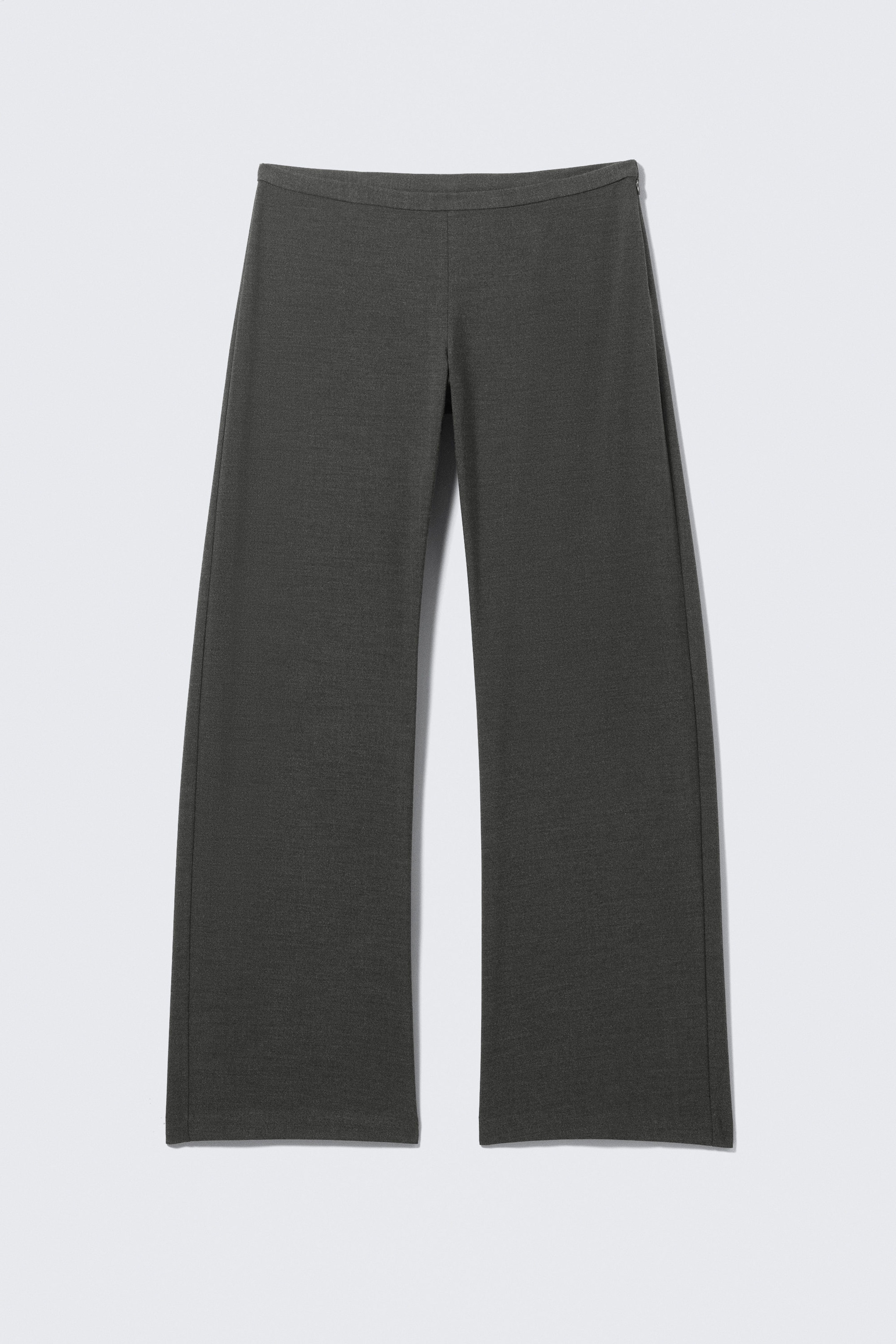 Dark Grey Melange - Low Rise Side-Zip Suiting Trousers - 4