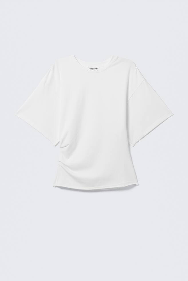 CAMISETA AJUSTADA CON DRAPEADOS - Blanco/Negro/Gris jaspeado/Verde caqui empolvado/Negro/Ciruela empolvada/Gris claro empolvado jaspeado - 1