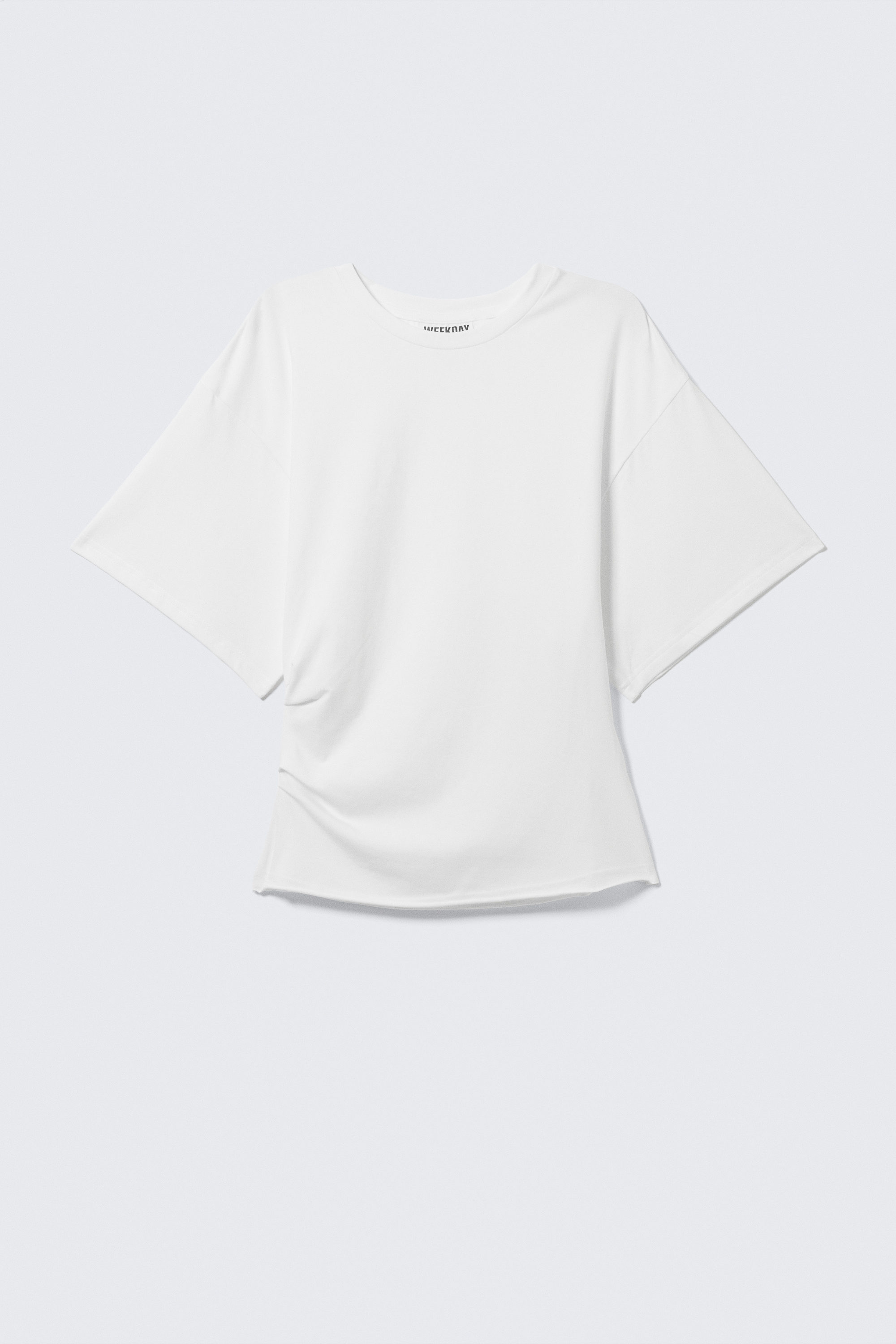 White - DRAPED FITTED T-SHIRT - 1