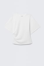 White - DRAPED FITTED T-SHIRT - 4