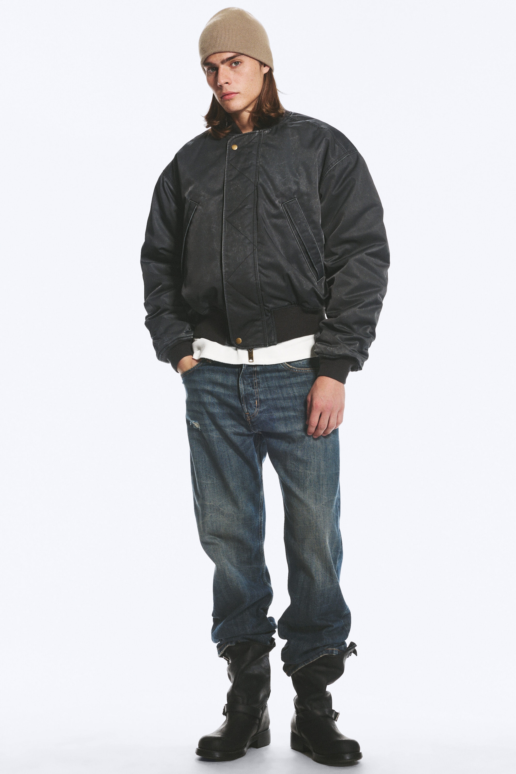 Black - Relaxed bomber jacket - 2