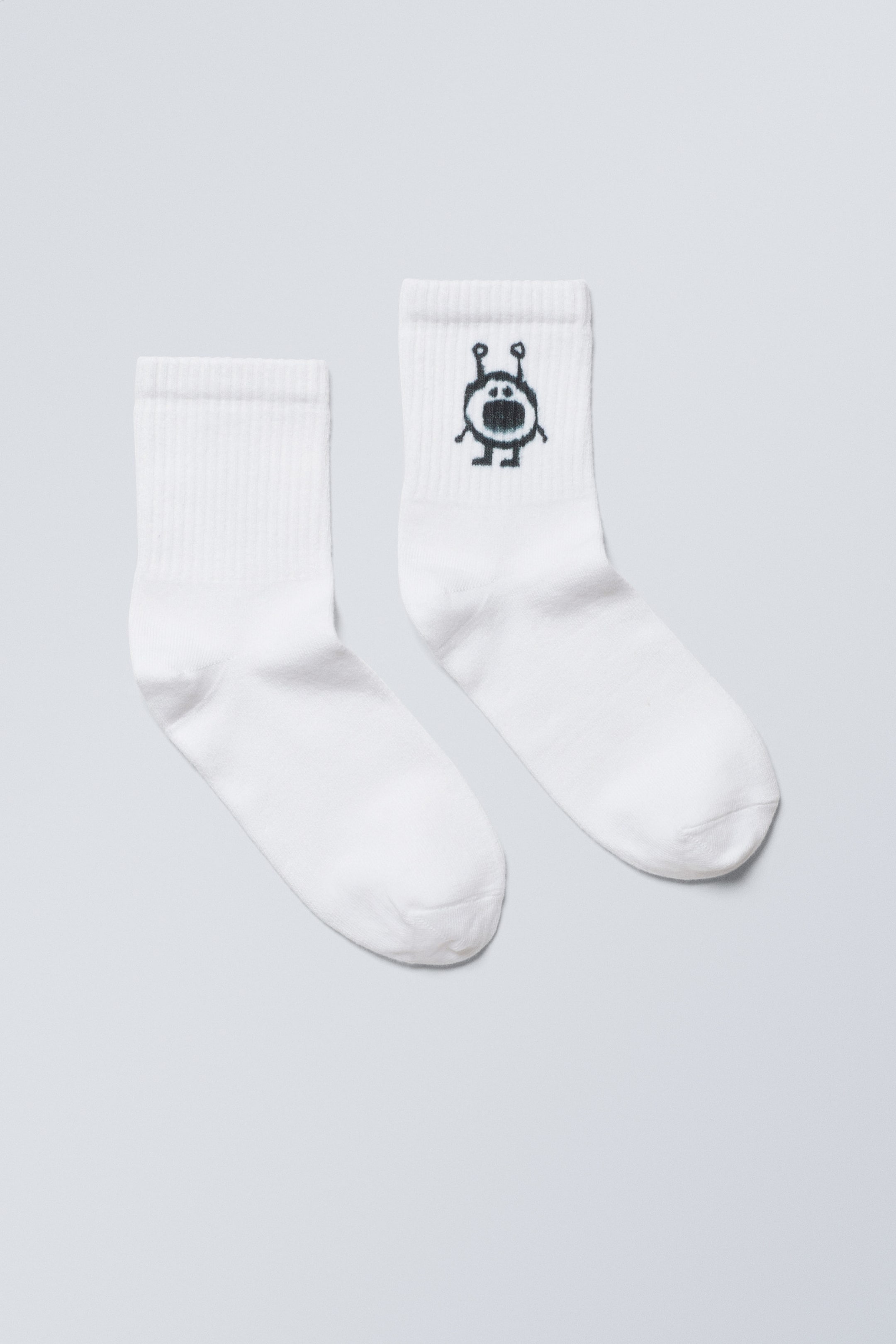 White - Sport Printed Short Socks - 0